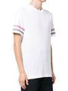 Textured Cotton Stripe Short Sleeve T-Shirt White - THOM BROWNE - BALAAN 4