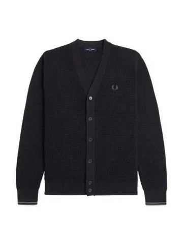 Fred Perry waffle stitch cardigan black - FRED PERRY - BALAAN 1