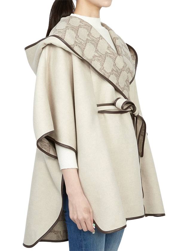 Reseda Hooded Poncho Jacket Ivory - MAX MARA - BALAAN 4