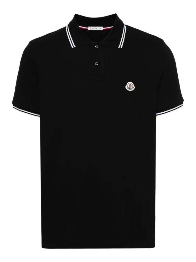 Logo Patch Cotton Polo Shirt Black - MONCLER - BALAAN 2