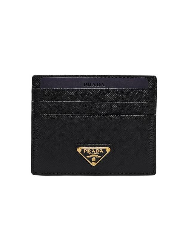 1MC025 Saffiano gold triangle logo card wallet - PRADA - BALAAN 1