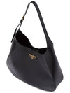 Topstitching Triangle Logo Large Leather Shoulder Bag Black - PRADA - BALAAN 3