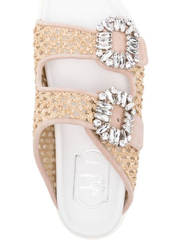 crystal buckle sandals beige - ROGER VIVIER - BALAAN 5