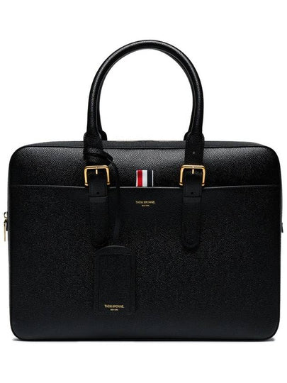 Grain Leather Three-Stripe Tab Business Brief Case Black - THOM BROWNE - BALAAN 2