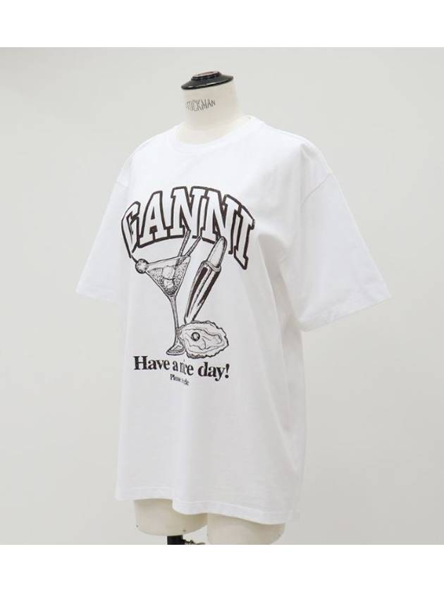 logo cocktail print t-shirt - GANNI - BALAAN 4