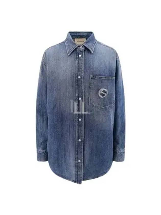 Washed Organic Denim Shirt Blue - GUCCI - BALAAN 2