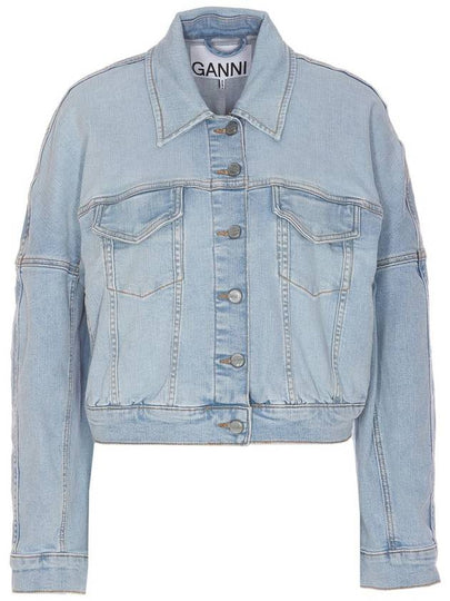 Cropped Denim Jacket Light Blue - GANNI - BALAAN 2