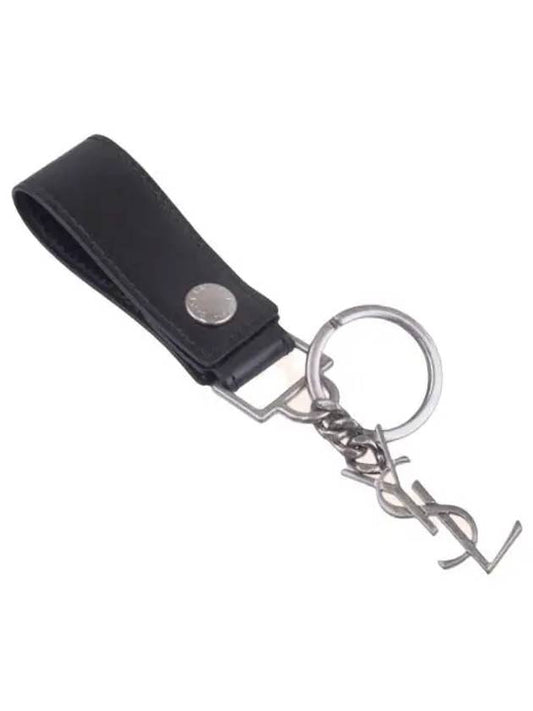 Monogram Leather Key Holder Black Silver - SAINT LAURENT - BALAAN 2