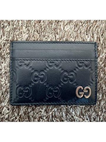 GG embossed leather black card wallet - GUCCI - BALAAN 1