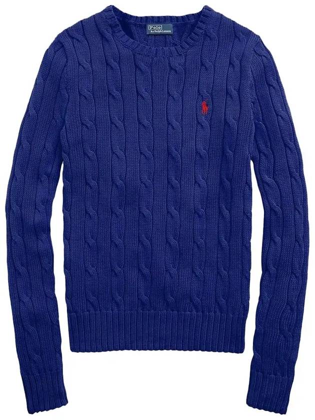 Embroidered Logo Pony Cable Knit Top Blue - POLO RALPH LAUREN - BALAAN 2