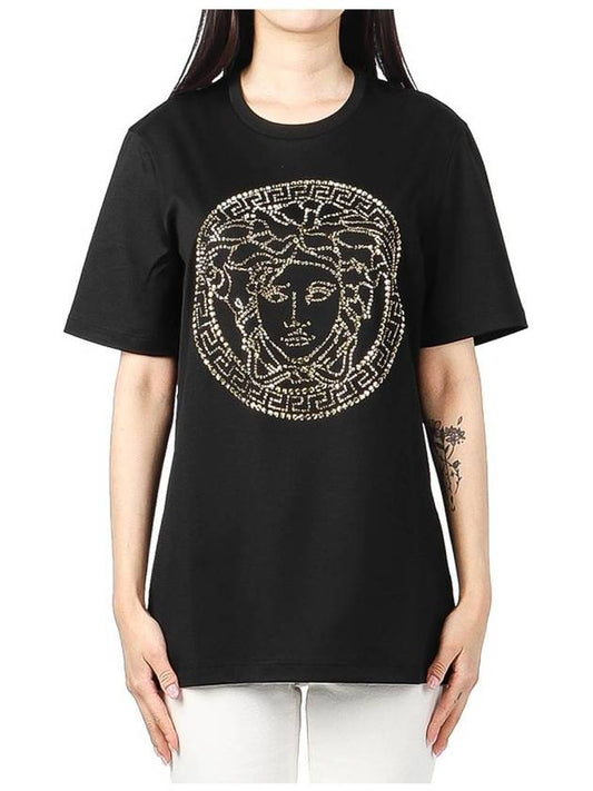 Women's Medusa Studded Short Sleeve T-Shirt Black - VERSACE - BALAAN 2