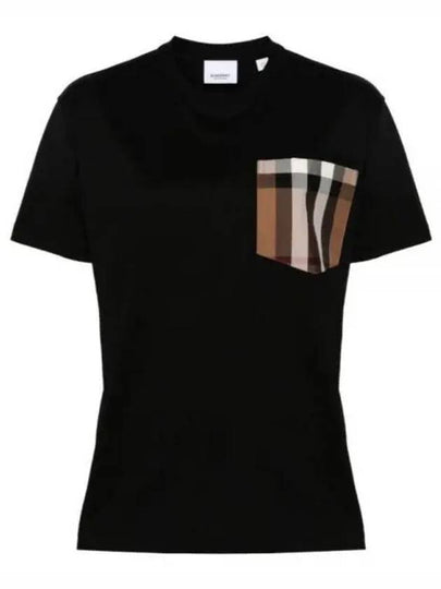 Carrick Check Print Crew Neck Long Sleeve T-Shirt Black - BURBERRY - BALAAN 2