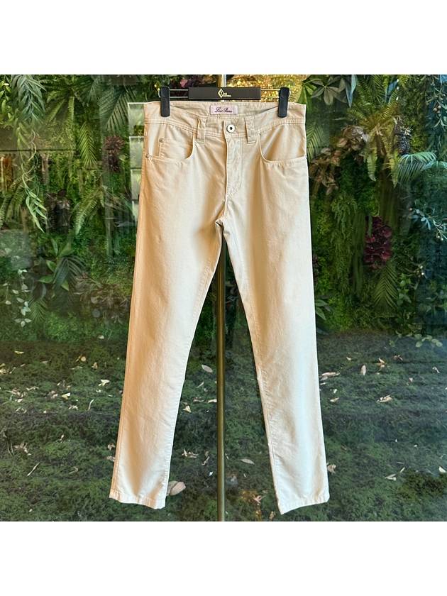 Men's Slim Fit Garment Dyed Cotton Straight Pants Beige - LORO PIANA - BALAAN 2