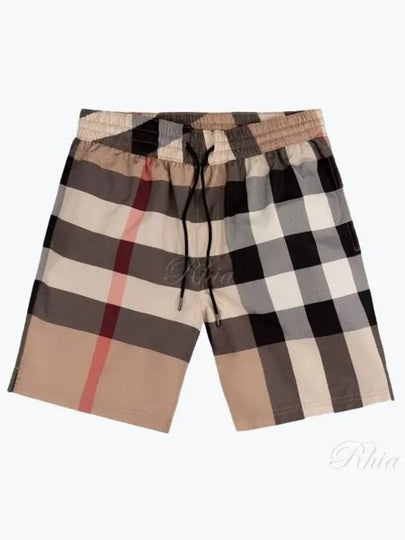 ExaGGerated Check Drawcord Swim Shorts Archive Beige - BURBERRY - BALAAN 2