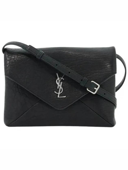 Cassandre Envelope Strap Leather Cross Bag Black - SAINT LAURENT - BALAAN 2