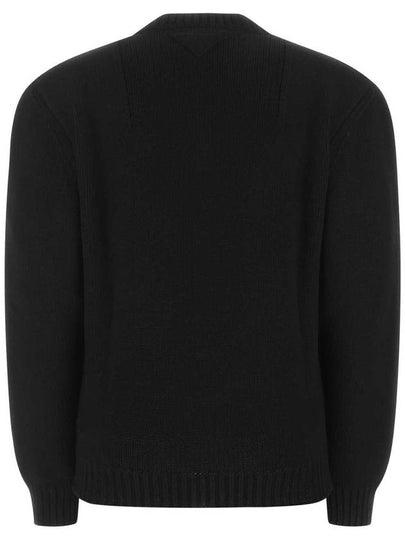 V-Neck Wool Knitted Sweater Black - PRADA - BALAAN 2