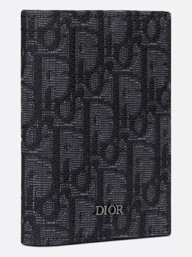 Bi-Fold Card Holder Black  Oblique Jacquard - DIOR - BALAAN 2