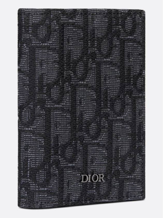 Bi-Fold Card Holder Black  Oblique Jacquard - DIOR - BALAAN 2