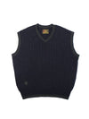 Wool Logo Cable Vest Navy - OGARP - BALAAN 1