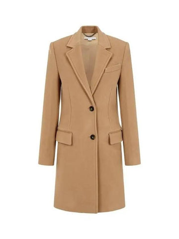 No-cheat lapel soft wool single coat camel 271628 - STELLA MCCARTNEY - BALAAN 1