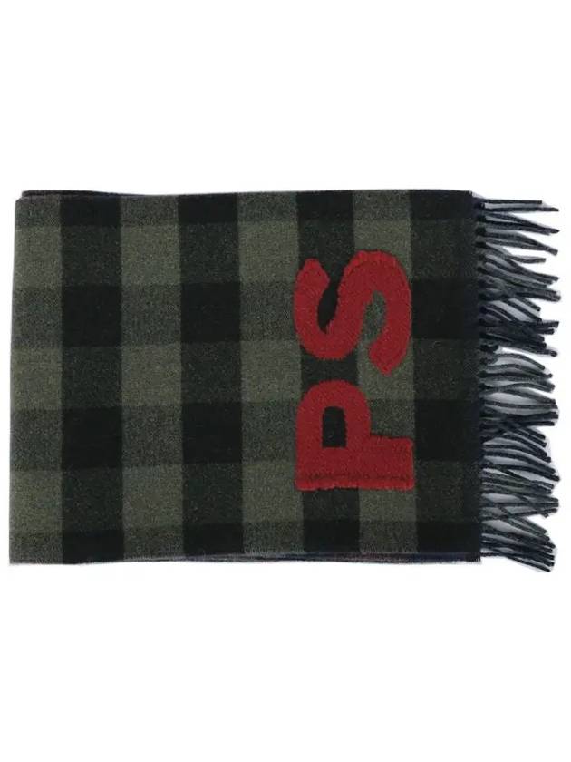 Check Logo Wool Muffler Khaki M2A 150T M748 79 - PAUL SMITH - BALAAN 3