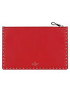 Gold studded pebbled leather clutch bag red - VALENTINO - BALAAN 2