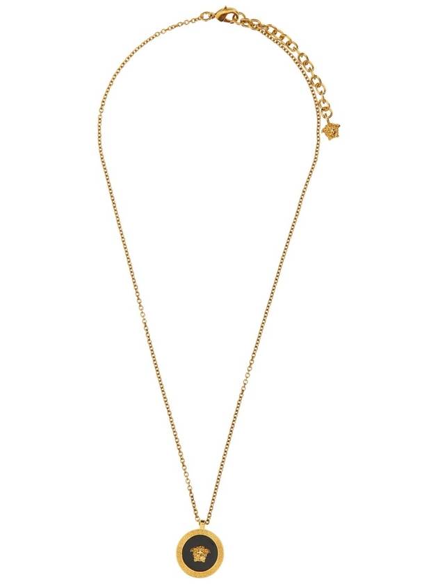 Enamel Medusa Pendant Necklace Black Gold - VERSACE - BALAAN 3