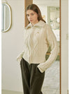 Women's Sage Wool Twist Zip-Up Knit Top Ivory - MICANE - BALAAN 2