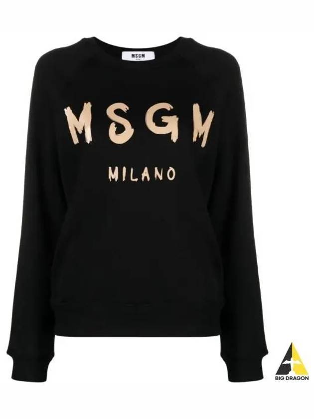 Brushed Logo Cotton Sweatshirt Black - MSGM - BALAAN 2