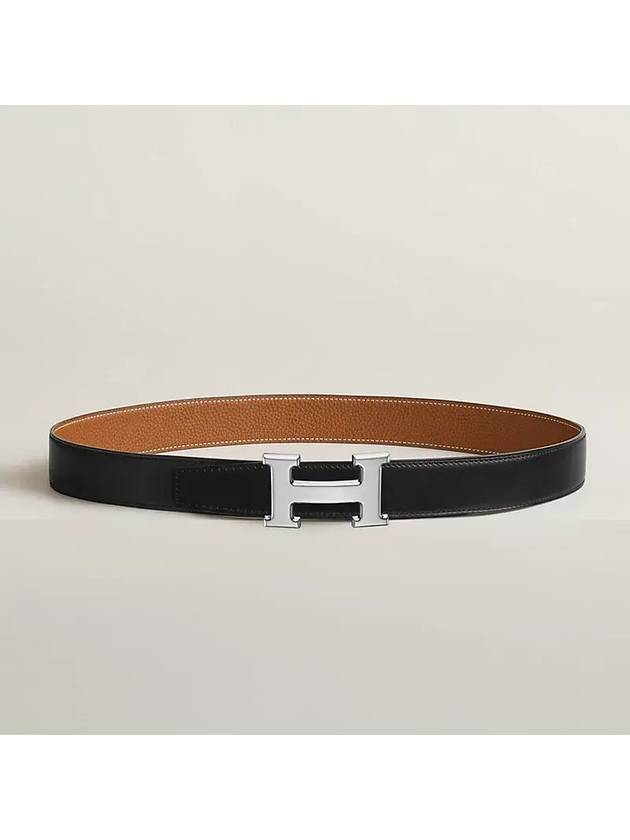 H Buckle Reversible 32mm Leather Belt Noir Gold - HERMES - BALAAN 2