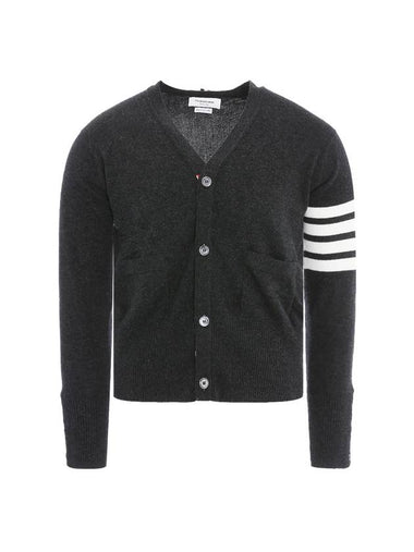 Men's Diagonal Classic Cashmere Cardigan Dark Grey - THOM BROWNE - BALAAN 1