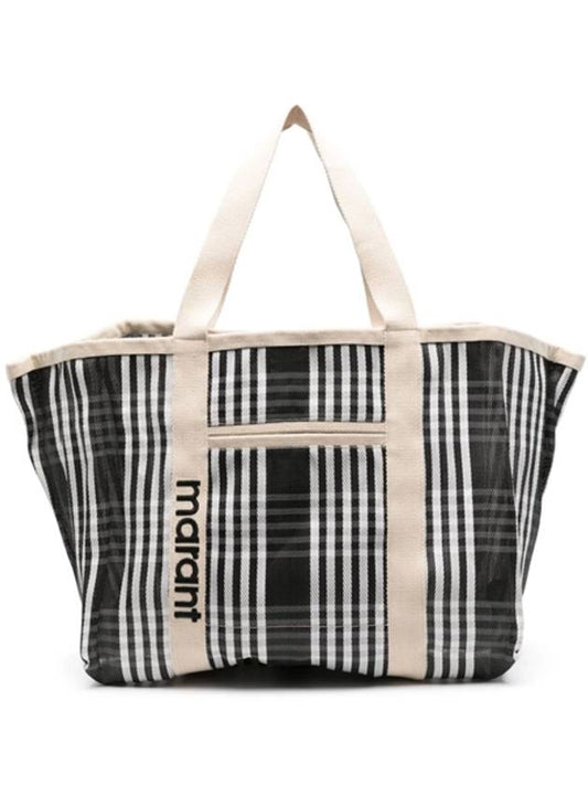 Warden Striped Tote Bag Black - ISABEL MARANT - BALAAN 1