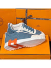 Bouncing Sneakers Chevron Denim Suede Goatskin & Bleu Clair Blanc - HERMES - BALAAN 6