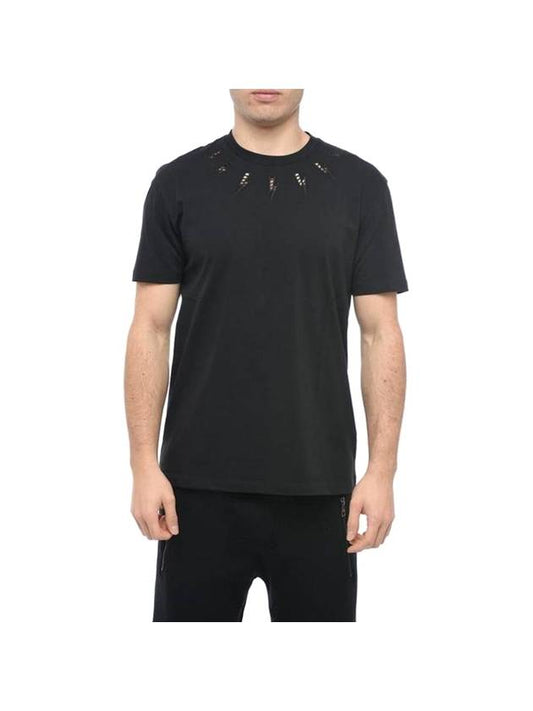 Men's Cotton Short Sleeve T-Shirt Black - NEIL BARRETT - BALAAN 1