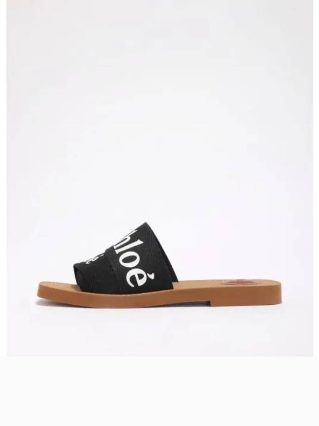 Woody Logo Flat Mule Slippers Black - CHLOE - BALAAN 2