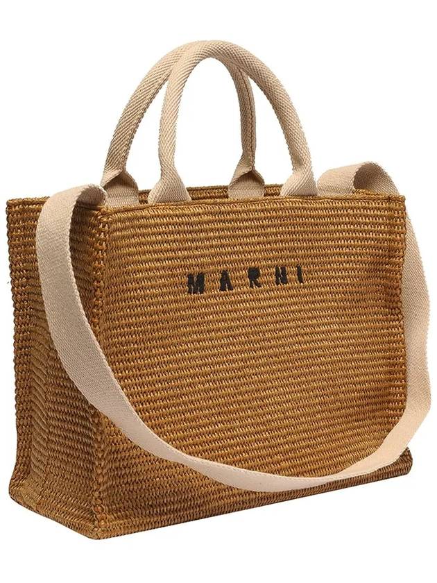 Small Raffia East West Tote Bag Brown - MARNI - BALAAN 5