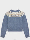 Triomphe Fair Isle Wool Cardigan Light Blue - CELINE - BALAAN 3