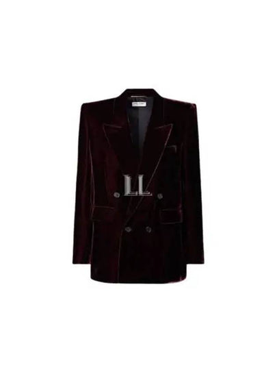 Double Breasted Velvet Jacket Red - SAINT LAURENT - BALAAN 2