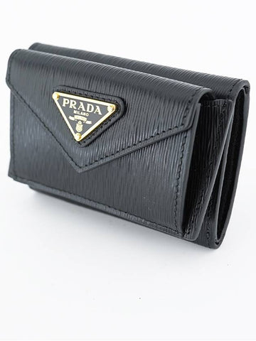 Women's Wallet 1MH021 Black Leather - PRADA - BALAAN 1