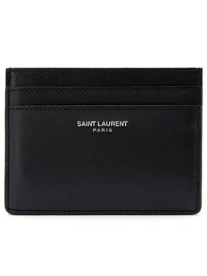 Smooth Leather Classic Logo Card Wallet Black - SAINT LAURENT - BALAAN 2