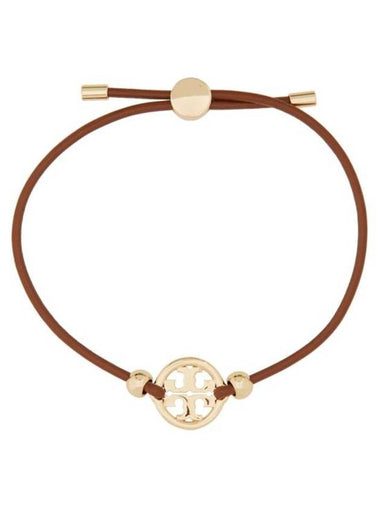 Miller Logo Charm Slider Leather Bracelet Brown - TORY BURCH - BALAAN 1