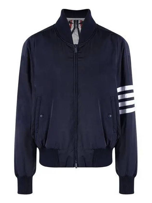 Poly Twill 4-Bar Oversized Knit Down Bomber Jacket Navy - THOM BROWNE - BALAAN 2