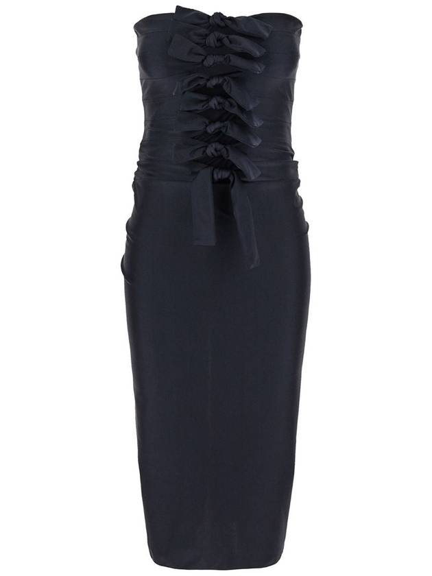 'Knot Gala' Midi Black Dress With Adjustable Knots In Stretch Jersey Woman - COPERNI - BALAAN 7