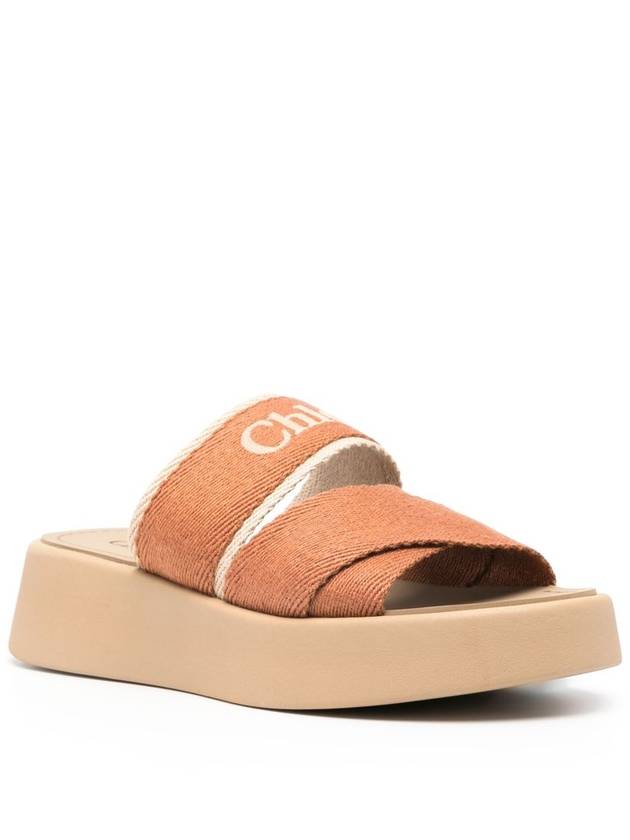 Mila Embroidered Logo Sandals Brown - CHLOE - BALAAN 3