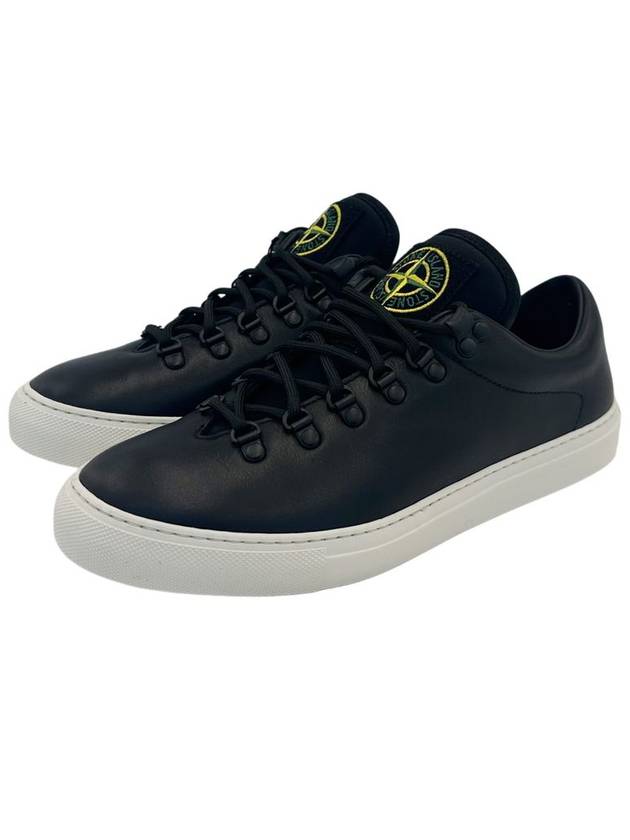 S0101 Logo Lace-Up Leather Low Top Sneakers Black - STONE ISLAND - BALAAN 2