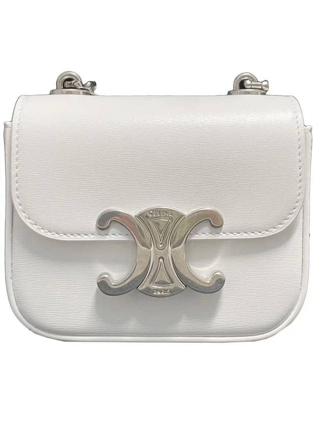 Triomphe Chain Shiny Calfskin Small Cross Bag Blanc - CELINE - BALAAN 3