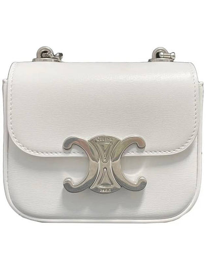 Triomphe Chain Shiny Calfskin Small Cross Bag Blanc - CELINE - BALAAN 2