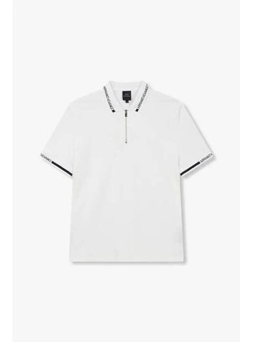 Men s Logo Line Zipper Polo Shirt Off White - ARMANI EXCHANGE - BALAAN 1