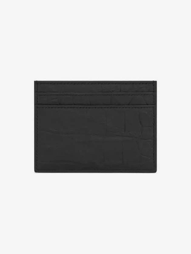 Monogram Crocodile Leather Card Wallet Black - SAINT LAURENT - BALAAN 3