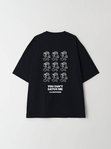 Nine Runners Oversized Fit Short Sleeve T-Shirt Black - BOOVOOM - BALAAN 1